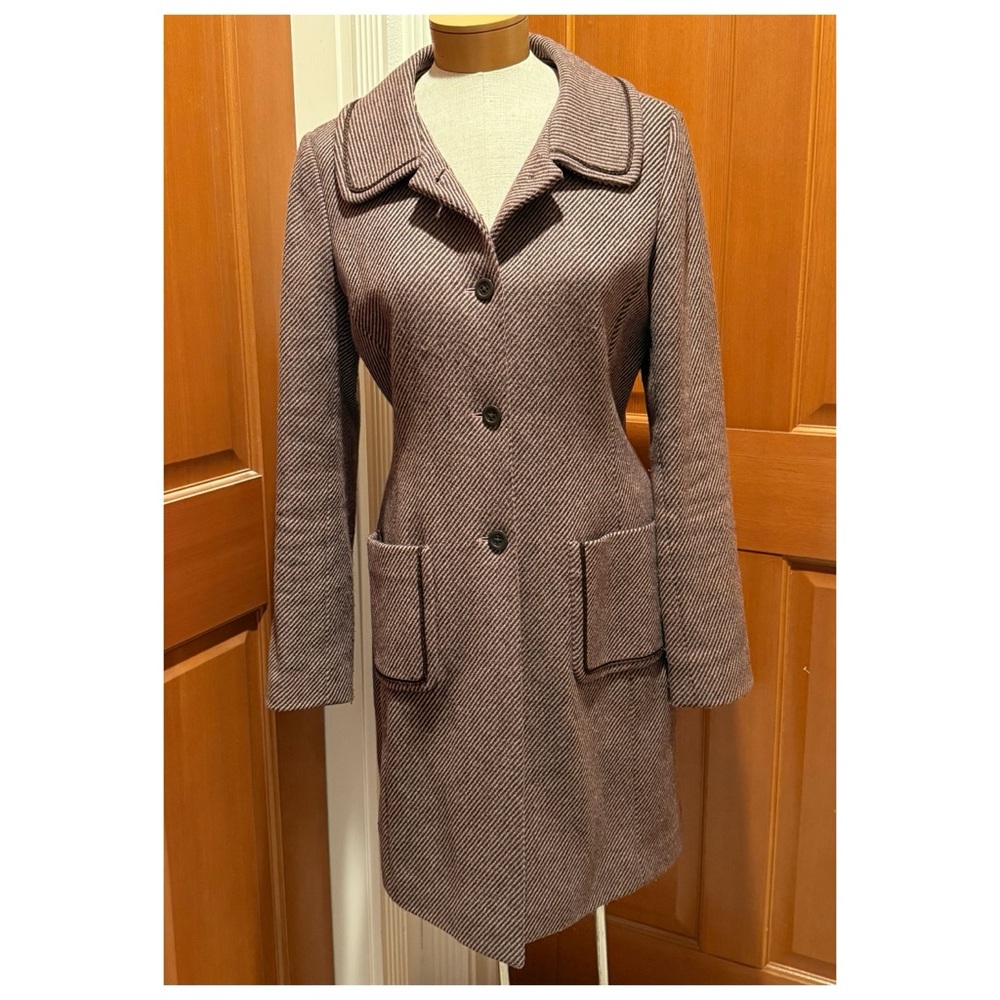 Halogen Mauve Coat with Mid-Length Design and Notched Lapel Patch Pockets